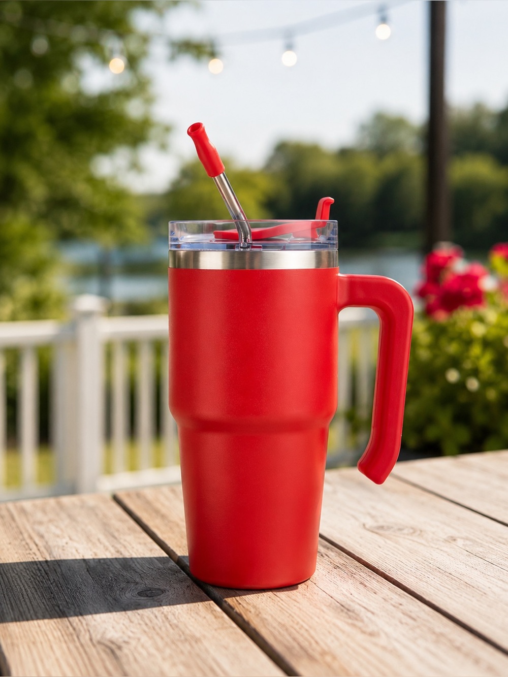 20oz Grippy Handled Insulated Tumbler Red